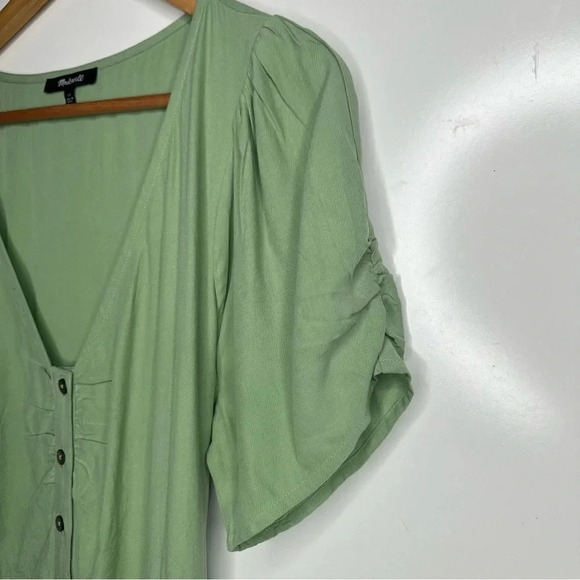Madewell Gatehouse Green Leedra Button-Front Midi Dress Size 10 - Picture 5 of 15